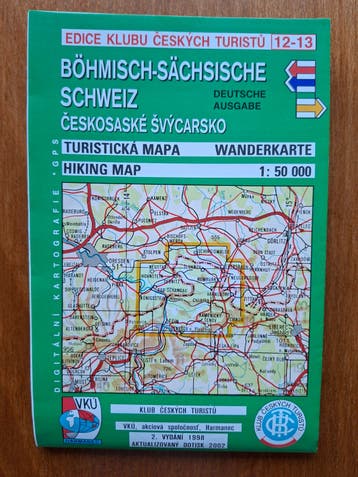 Wandelkaart Bohemische-Sachsische Schweiz.