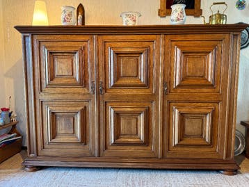 Vintage Massief Eiken Dressoir / Kast 220 cm breed