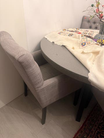Comfortabele eetkamerstoelen - Grijs stof
