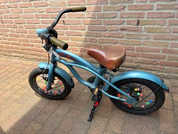 Kinderfiets 16 inch - Blauw met bruin zadel