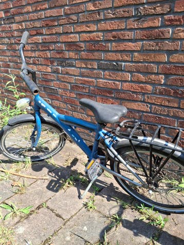 Blauwe kinderfiets met bagagedrager 20 inch