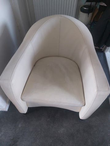 2x Beige/Witte Fauteuil