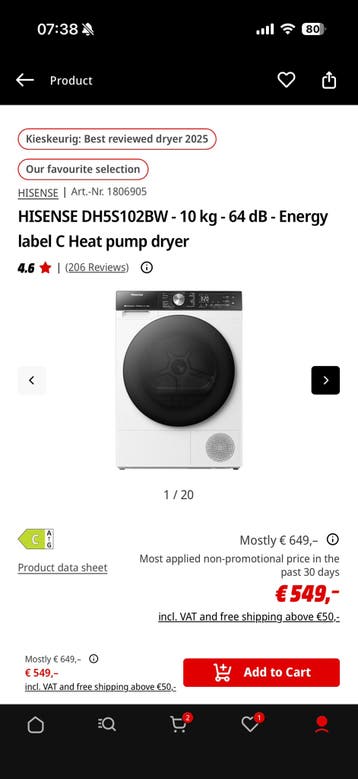 Hisense Heat Pump Dryer 10 kg – FREE – For Parts or Repair