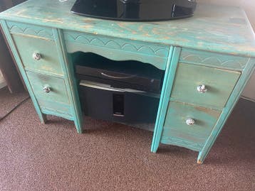 Uniek TV-meubel / Entertainment Center met glazen planken