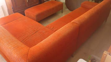 Oranje hoekbank Kwaliteits KOINER chaise longue en poef