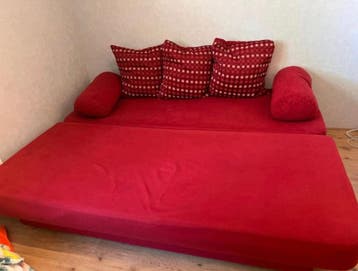 GRATIS Rood-paarse Slaapbank met Opbergruimte - ZSM Ophalen!