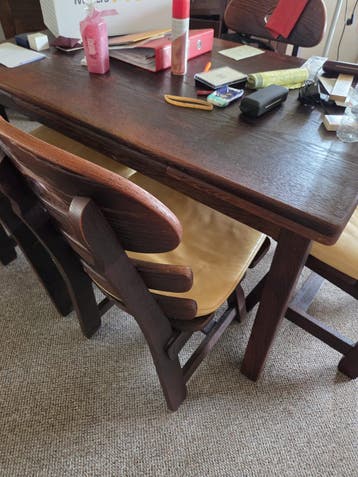 Eiken eethoek met 4 stoelen