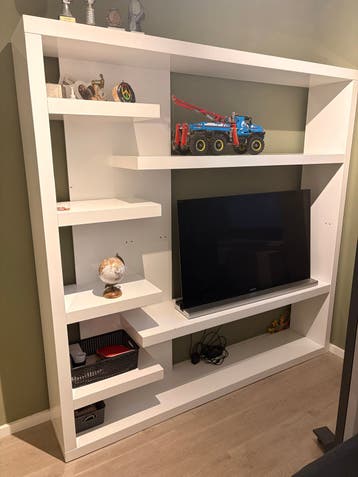 Witte TV-meubel/boekenkast met open vakken