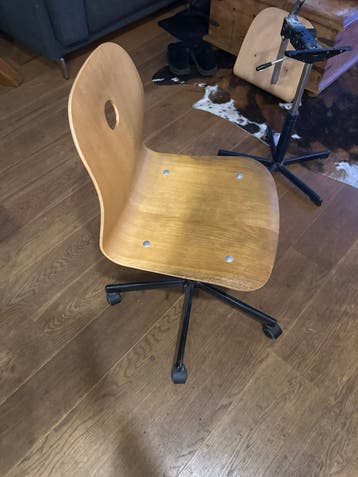 Houten Bureaustoel met Wieltjes