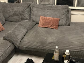 Grote grijze ribstof hoekbank - 3.0m x 2.5m