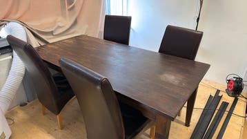 Eettafel met 4 stoelen - Donkerbruin