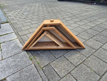 Houten decoratie/plantenrek - driehoekig, opknapper