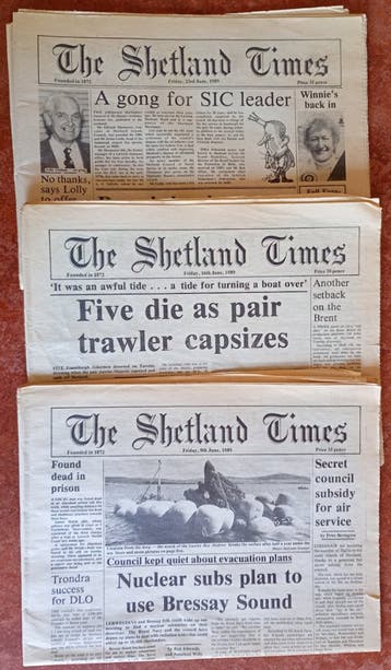 3 nummers van Shetland Times 1989