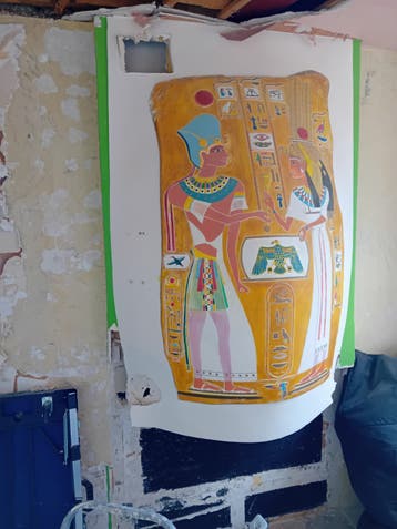 Muurdecoratie van gips, Egyptische stijl, gratis af te halen