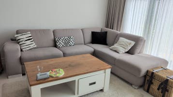 Comfortabele Hoekbank - Taupe Stof GRATIS