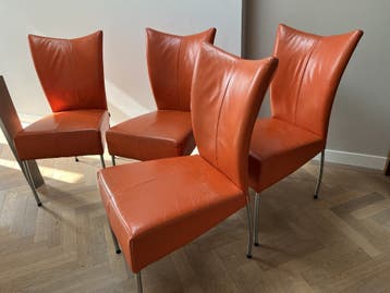 4 leren eetkamerstoelen van bert plantagie