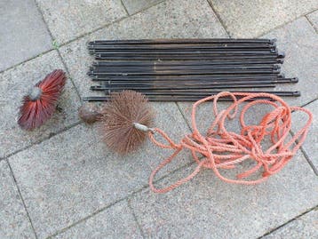 Schoorsteenveegset met borstels en touw