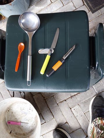 Keukengerei set: opscheplepel, mesjes en meer