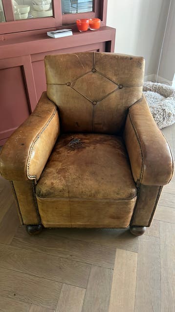 Vintage leren fauteuil
