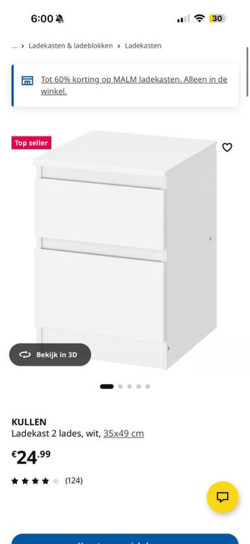 Twee Ikea KULLEN Ladekast