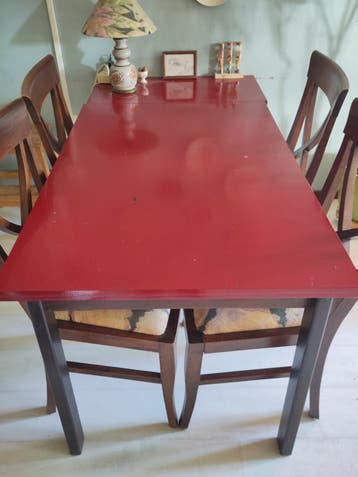 Uitschuifbare Tafel met Bordeauxrood Blad - Gratis Ophalen