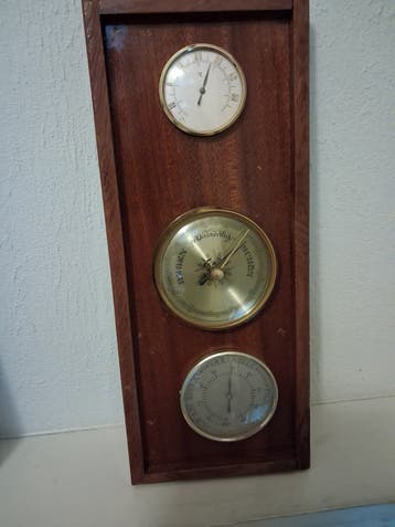 Vintage Weerstation met Barometer, Thermometer, Hygrometer