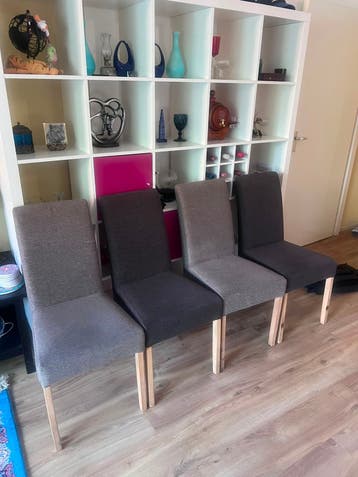 Set van 4 moderne eetkamerstoelen - Grijs/Antraciet