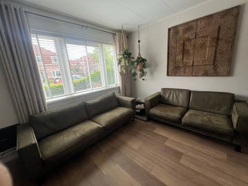 Set van 2,5 en 3 zits banken olijfgroen