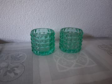 Waxinelichthouder groen / 2 stuks