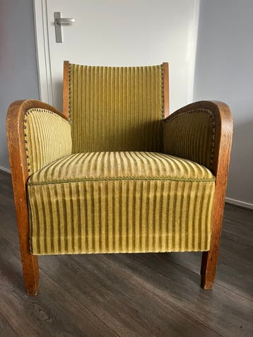 Vintage fauteuil Art Deco / Amsterdamse School – eikenhout