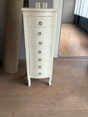 Slanke ladekast met 7 laden, crèmewit