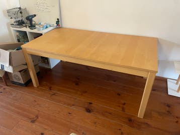 Houten eettafel met gebruikssporen 175x95