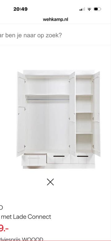 Gratis Woood kast 150cm wit met lades