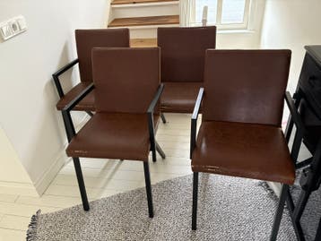 4 leren eetkamerstoelen - Goossens