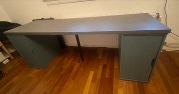 IKEA Bureau Alex/Linnmon/Olov 200x60cm - Donkergrijs/Blauw