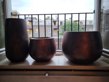 Set van 3 plantenpotten in koperlook