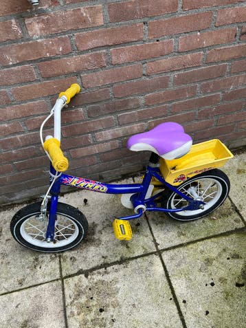 Kinderfiets - 12,5 inch - Blauw met Geel en Paars