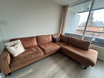Hoekbank Lenno cognac PU leer