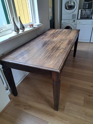 GRATIS!! Massief houten eettafel met lade - 190x87x80 cm