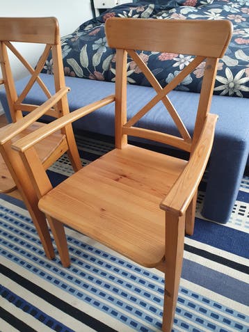 Houten stoelen met armleuningen - Set van 2
