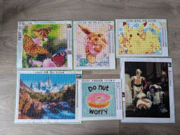 Gratis! 6 Diamond painting schilderijtjes van o.a. Pokémon