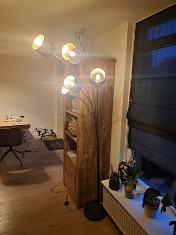Moderne booglamp met 5 lampen - zwart/goud