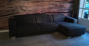 Gratis donkergrijze hoekbank met chaise longue
