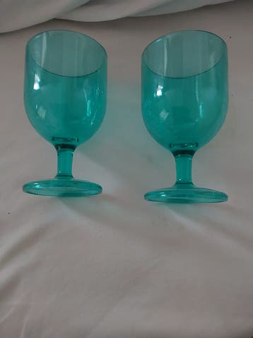 2x Kunststof wijnglazen - Turquoise