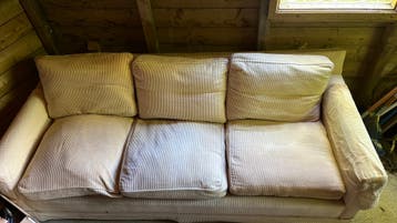 Driezits bank, beige stof, 200 cm breed