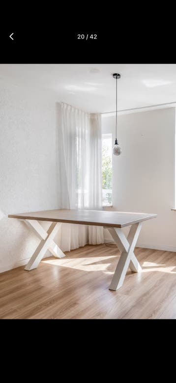 Hout wit tafel 180cm lang