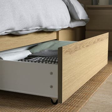 MALM Bedlade, wit gelazuurd eikenfineer