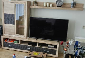 Complete Woonkamer Set: TV-meubel, Vitrinekast en Wandplank