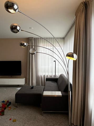 Moderne booglamp met 5 bollen - Chroom