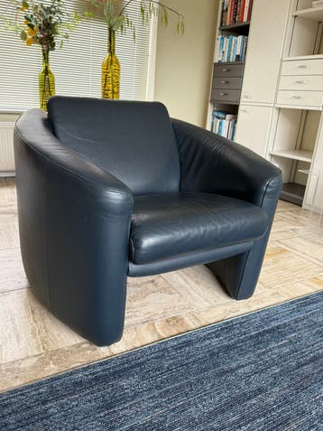 Gratis Fauteuil leer donkerblauw